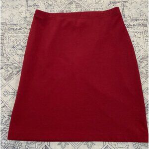Eddie Bauer Womens Sikze Petite Medium Maroon Pencil Skirt Knee Length Stretch